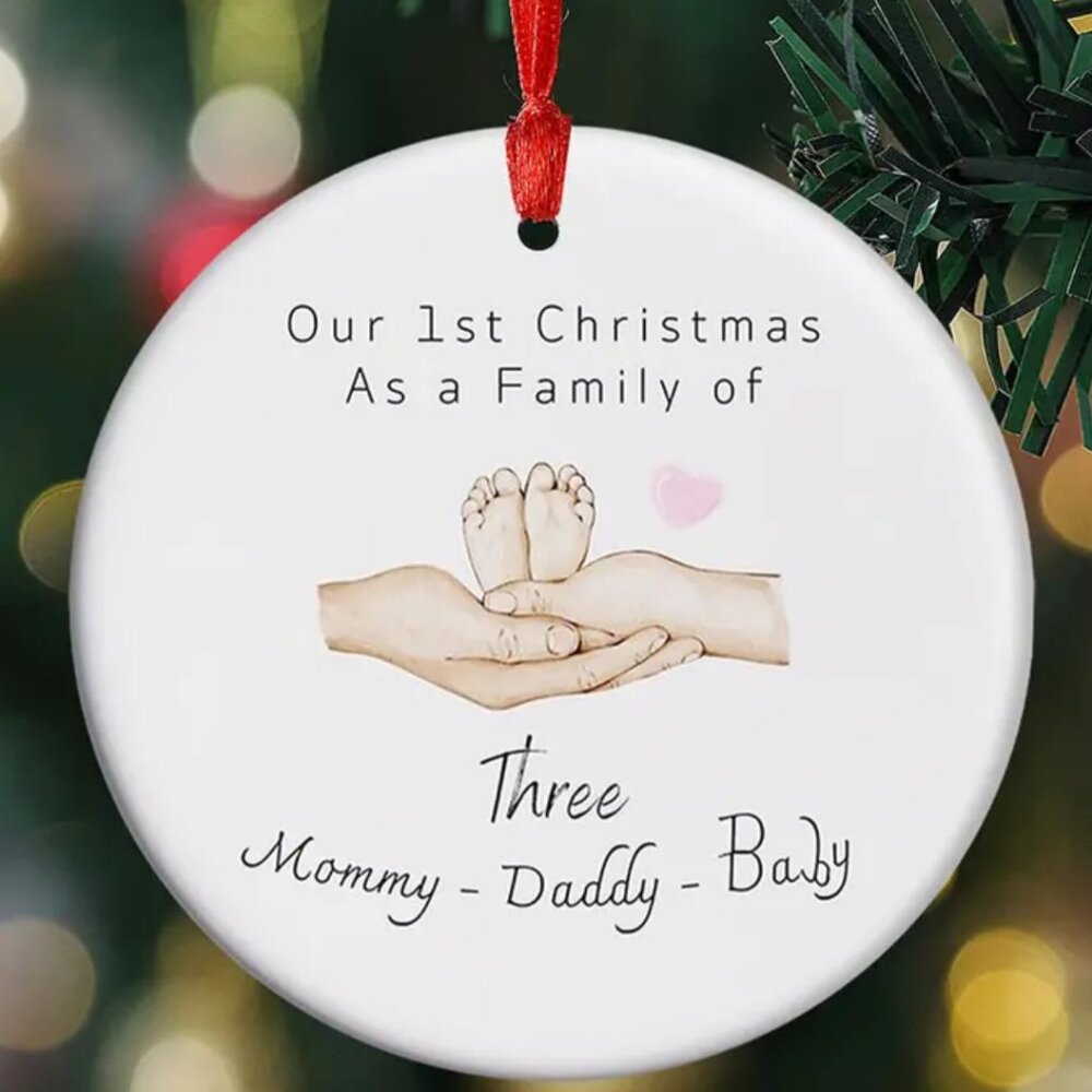 1st Christmas as a Family of 3 Ceramic Ornament